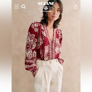 Sezane Tally Shirt in Ornamental Print-Size 6